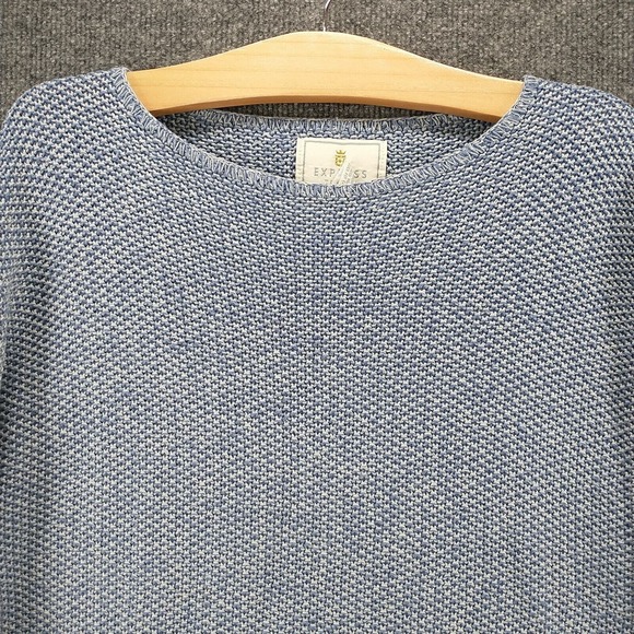 Express Tricot Women's Knit Sweater Blue Large Long Sleeve Crew Neck Vintage - Picture 3 of 12